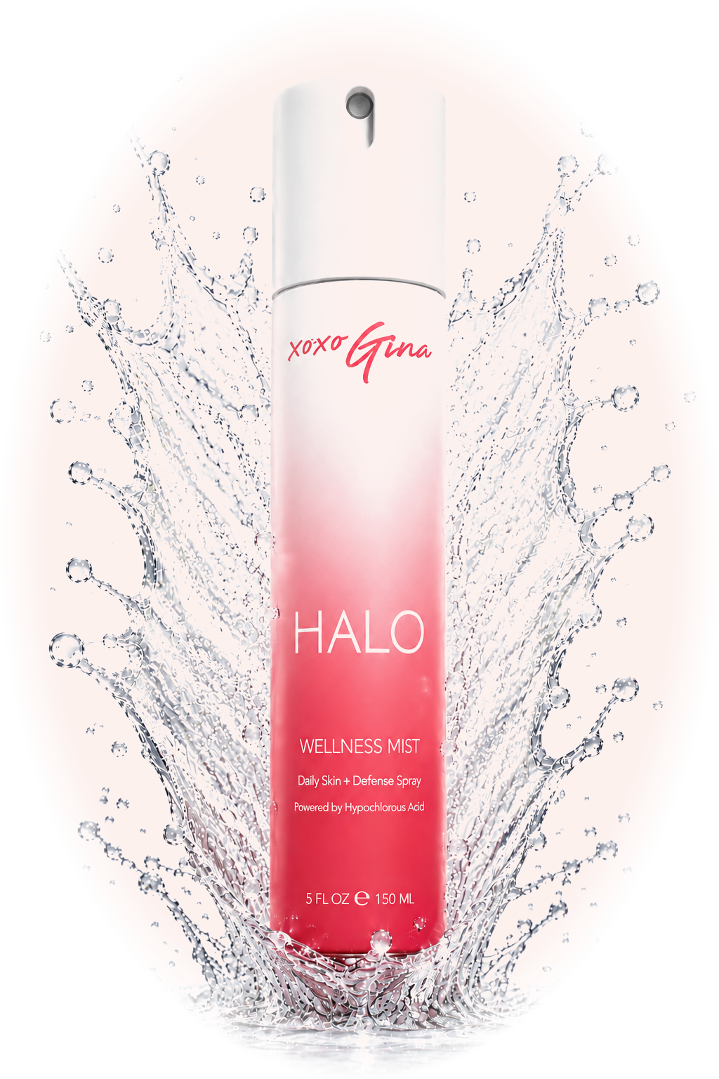 xoxo Gina HALO Wellness Mist bottle with crimson water splash